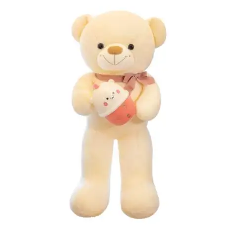 2023 Customize Pink Big Teddy Bear Plush Toys with boba bear Plushie For Valentine's Day Gift Custom OEM Giant Bears Plush Toy