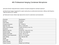 Microphone à condensateur professionnel suspendu 48V, directivité cardioïde, micro de plafond à tige fixe de 450 mm pour chœur et scène de théâtre