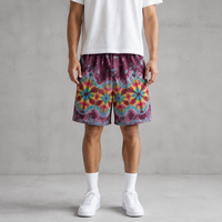 Short de sport décontracté pour homme, personnalisé par sublimation, tie-dye, en maille, taille élastique, respirant, séchage rapide, motif mandala vintage, pour le basketball et le streetwear
