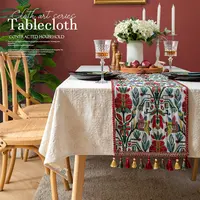 Polyester pamuk masa örtüsü masa koşucu düğün parti için set noel festivali tasarlanmış masa yer mat dekorasyon