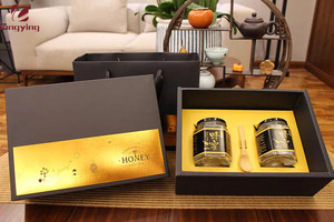 Hộp Mật Ong Với Túi Giấy/Cửa Sổ Pet Tùy Chỉnh Lá Vàng 250G 2 Chiếc Khay Chai Thủy Tinh Mini Spoon Tray Hộp Giấy Mạnh - Product Image 6