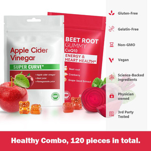 Gommes de vinaigre de cidre de pomme de haute qualité avec <span class=keywords><strong>jus</strong></span> de betterave et <span class=keywords><strong>jus</strong></span> de grenade, bénéfiques pour la santé cardiaque, favorisent les antioxydants, 60 unités - Product Image 3