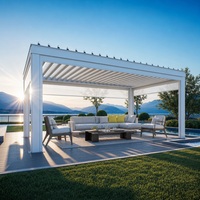 Pergola bioclimatique motorisée en aluminium noir thermolaqué de luxe 10x12 12x20, auvent moderne à lames orientables pour patio