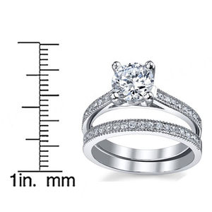 Anillo de Compromiso y Matrimonio de Plata de Ley 925 con Circonita Cúbica de 1.25 Ct para Mujer, Chapado en Rodio, para Regalos y Fiestas - Product Image 5