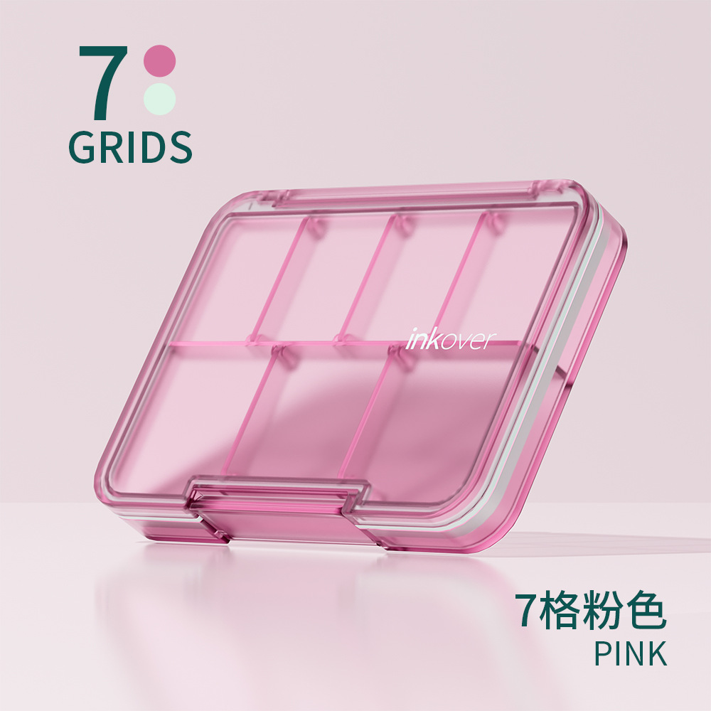 Seven-compartment pill box-pink