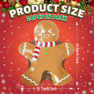 Assiettes jetables <span class=keywords><strong>en</strong></span> forme d'homme <span class=keywords><strong>en</strong></span> pain d'épice Vaisselle décorative Assiettes <span class=keywords><strong>en</strong></span> papier de Noël pour fournitures de fête - Product Image 2