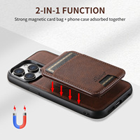 Portefeuille d'affaires en cuir de luxe, étui de téléphone en PU 2-en-1, magnétique, antichoc, avec pochette gaufrée, design uni, plusieurs couleurs
