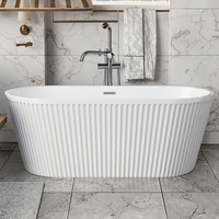 Baignoire autoportante en acrylique de haute qualité Suly Merlin, large, à rainures, coins arrondis vers l'extérieur, baignoire moderne pour se baigner, drain pour appartement