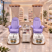 Fauteuil de pédicure ergonomique moderne en cuir résistant à l'acétone, avec fonctions complètes, massage tactile humain, spa pour les pieds et plateaux de manucure