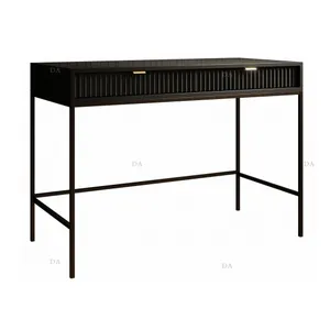 Living Room Metal Frame Dining Wood Console Table Knocked Down Black Hallway Table