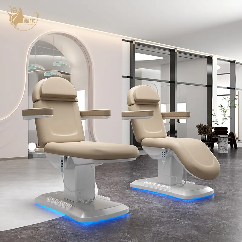 Lit de massage de beauté électrique de luxe à 3 moteurs avec commande au pied couleur personnalisée avec LOGO lit facial