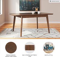 Table de salle à manger rectangulaire traditionnelle en bois au design moderne avec plateau en bois d'ingénierie et rangement intégré