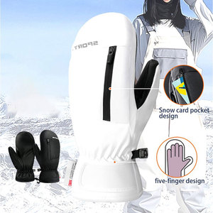 Custom <strong>Men's</strong> Snowboard Mittens Winter Ski <strong>Gloves</strong> With 3M <strong>Thinsulate</strong> Waterproof Polyester Cotton PU-Heating Insulated - Product Image 6