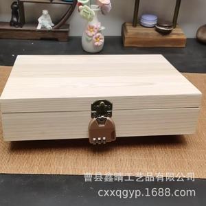 Wooden Jewelry <b>Box</b> Rectangle Solid Wood With Combination <b>Lock</b> Home Storage Decorative <b>Box</b> F58 - Product Image 4