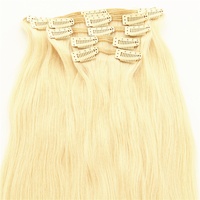 Extensiones de Cabello Humano Rizado con Clip, 100% Cabello Virgen Remy Europeo, Clip Doble Súper Fuerte, de Fábrica China de Alta Calidad