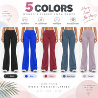Pantalon évasé décontracté GM pour femme, taille haute brossée, coupe ajustée, extensible, idéal pour la course, le fitness et le yoga