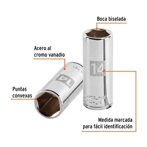 BOX 6 Douille longue de 14 mm, 6 points, entraînement 1/4 po, TRUPER - Product Image 2