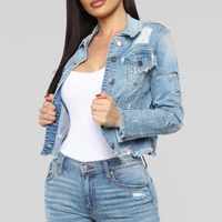 Vestes en jean déchirées pour femmes personnalisées, denim court tendance pour un style décontracté, techniques lavées pour la saison automne-hiver