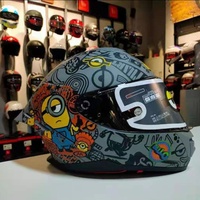 Casque intégral de moto, coque ABS, double visière, grande aile arrière, design Marvel Deadpool, certifié DOT 3C, pour les voyages et les trajets quotidiens, gris