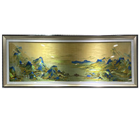 Panneau décoratif suspendu en tissu non tissé brodé, style chinois moderne, motif Paysage Mille Li, encadré, pour cadeau ou décoration de salon