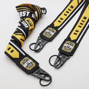 Custom Collectors Lanyards Sublimation Polyester Neck Strap UV Printed PU Leather Patch Metal Hook Keychain Lanyard - Product Image 4