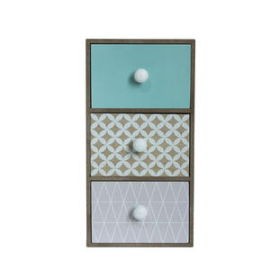 ملون وشعبية كاجا دي Almacenamiento دي ماديرا الزخرفية خزانة صغيرة من الخشب 3 درج خشبي صندوق تخزين - Product Image 3