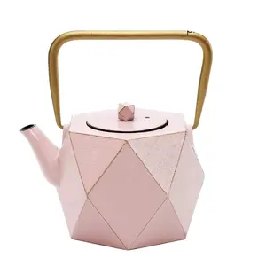 2022新设计日本钻石茶壶0.8L搪瓷中国铸铁茶壶，带不锈钢浸泡器