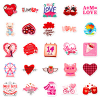 Autocollants Cœur Thème Saint-Valentin Baide 50, Style Ins, Romantique, Doux, pour Déclaration d'Amour, Impression Offset, Étanche, pour Coque de Téléphone