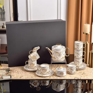 Service à café occidental en porcelaine fine de style palais italien, élégant et accessible, en porcelaine blanche, service à thé - Product Image 2