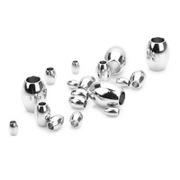 Accessoires de bijouterie, boule ovale en métal, avec grand trou, perles ovales d'écartement en acier inoxydable pour la fabrication de bijoux et de bracelets