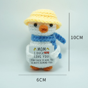 Chapeau en tricot fait main en forme <span class=keywords><strong>de</strong></span> <span class=keywords><strong>canard</strong></span> en fil <span class=keywords><strong>de</strong></span> polyester pour le Nouvel An chinois - Produit fini jaune - Product Image 2