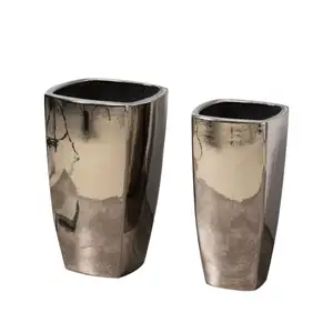 Sets 3 Factory custom sliver tall ceramic planter pots garden indoor outdoor decoration large flower pot