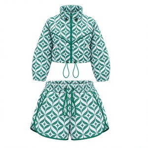 Conjunto Deportivo de 2 Piezas para Mujer 2026: Shorts de Cintura Alta y Chaqueta Corta con Media Cremallera, Cortavientos, para Gimnasio, Yoga y Deportes - Product Image 1