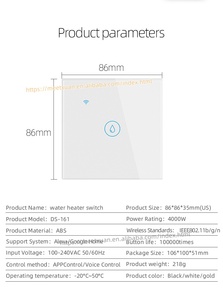 Interrupteur mural intelligent <span class=keywords><strong>WiFi</strong></span> pour chauffe-eau, compatible EU, 20A, application Tuya Smart Life, contrôle à distance, programmateur pour <span class=keywords><strong>Alexa</strong></span> - Product Image 3