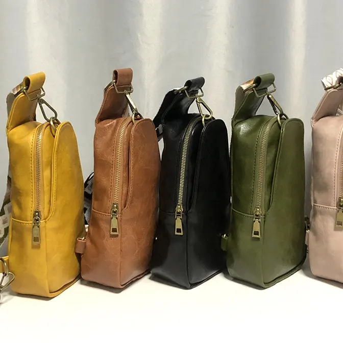 High Quality Custom PU Leather Small Crossbody Bag Brown Women Fashion Ladies Fanny Pack Waist Bag Sling Bag Women