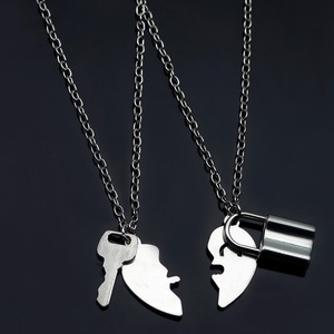 Conjunto de Joyería de Collar con Colgante de Candado de Corazón de Titanio para Parejas, para Compromiso, para Enamorados - Product Image 2