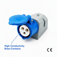Prise industrielle étanche IP44 bleue 32A 240V 2P+E pour camping, caravane, ateliers, industrie de la construction, utilisation en extérieur