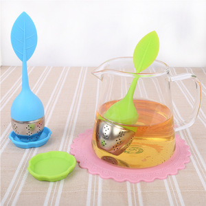 Filtres à thé en silicone en forme de feuille, outils pour thé parfumé, infuseurs à thé en silicone et acier inoxydable résistants aux hautes températures, accessoires de théière - Product Image 2