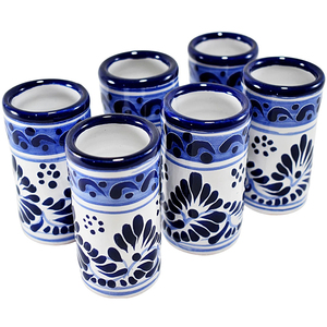 Verres à shot de whisky miniatures personnalisés avec logo, peints à la main, en céramique bleue, style mexicain, pour <span class=keywords><strong>tequila</strong></span> et spiritueux - Product Image 2