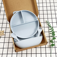 Ensemble de vaisselle écologique pour enfants, résistant à la chaleur, avec cuillère et fourchette, bavoir ajustable pour bébé