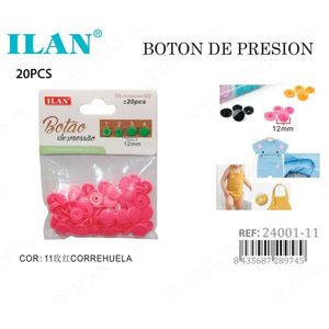 Bottoni a Pressione in Plastica Ilan 12mm Fucsia 20 Pezzi per Abbigliamento - Product Image 1