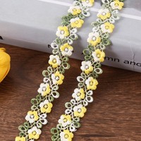 Renda Bordir Larut Air 2CM Warna-Warni dengan Efek Gradasi dan Pola Bunga Plum Dua Baris yang Kreatif