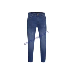 Jeans Denim pria Logo kustom ukuran besar baru celana Jeans ramping nyaman bersirkulasi Fashion untuk pria dari Bangladesh