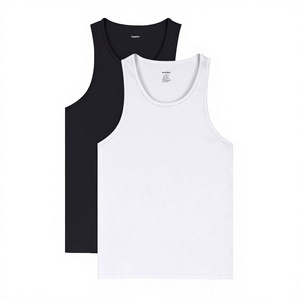 <b>Men's</b> Cotton Knitted Tank Tops Solid Color O-Neck Sleeveless Casual <b>Vest</b> Black Gray Olive <b>White</b> - Product Image 4