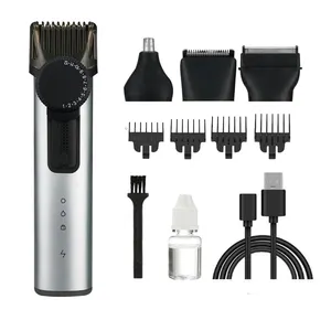 3 в 1 перезаряжаемая машинка для стрижки волос с регулируемым шагом зубьев, микро-бритва, триммер для ушей носа IPX5