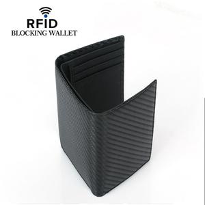 <strong>Best</strong> Seller Slim Carbon Fiber PU Leather RFID Blocking Trifold <strong>Card</strong> Holder <strong>Men</strong> Wallet with ID Window for Cash and <strong>Cards</strong> - Product Image 3