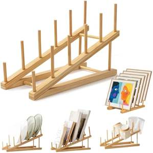 Égouttoir à vaisselle en bambou à 5 niveaux - Écologique et durable, support de cuisine moderne pour l'affichage et l'organisation - Product Image 1