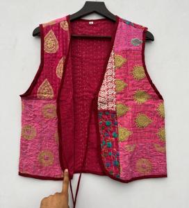 Chaleco bordado elegante hecho a mano para mujer, ropa exterior informal de retazos con cuello en V de algodón para fiesta de otoño e invierno - Product Image 5