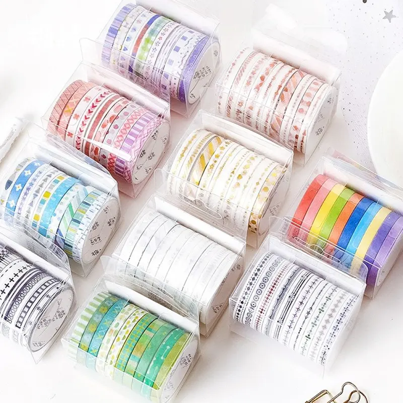 20 Rolls和紙Tape Set Custom Make Colored Foil Japanese Kawaii Decoration DIY Masking Foil Tape Washi Tape
