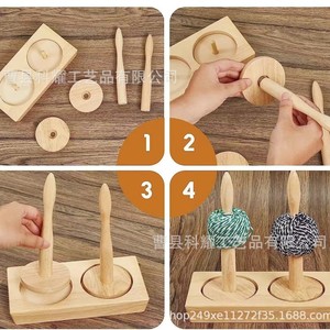 Soporte de madera para bobinas de hilo, estante doble para almacenamiento de manualidades, uso en escritorio - Product Image 3